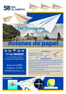 Cartel del 1º Concurso de Aviones de Papel en EFA EL CAMPICO