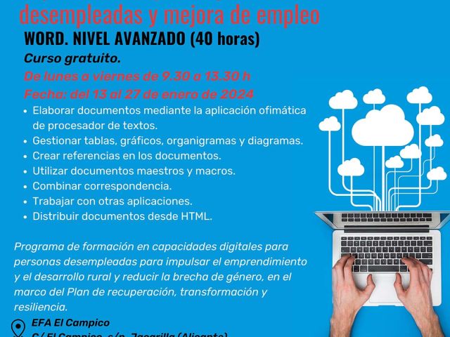 Curso gratuito de Word Nivel Avanzado del 13 al 27 de Enero 2024