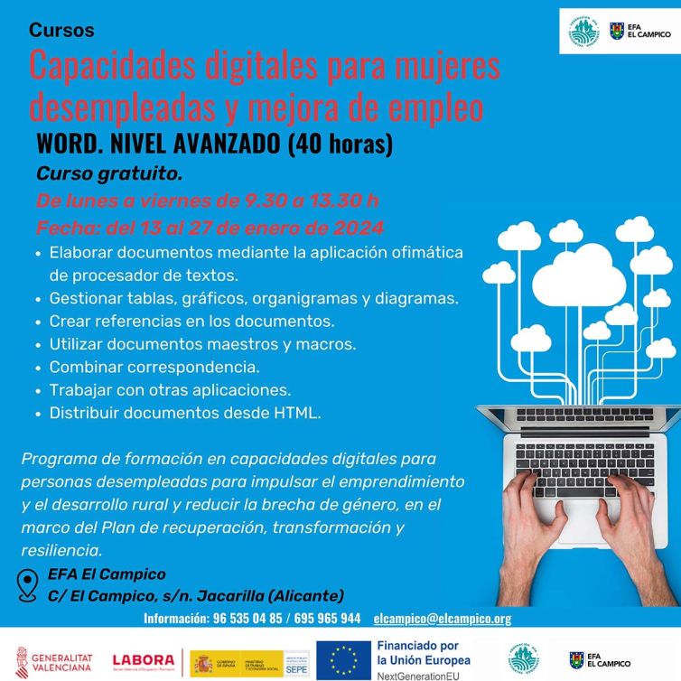 Curso gratuito de Word Nivel Avanzado del 13 al 27 de Enero 2024
